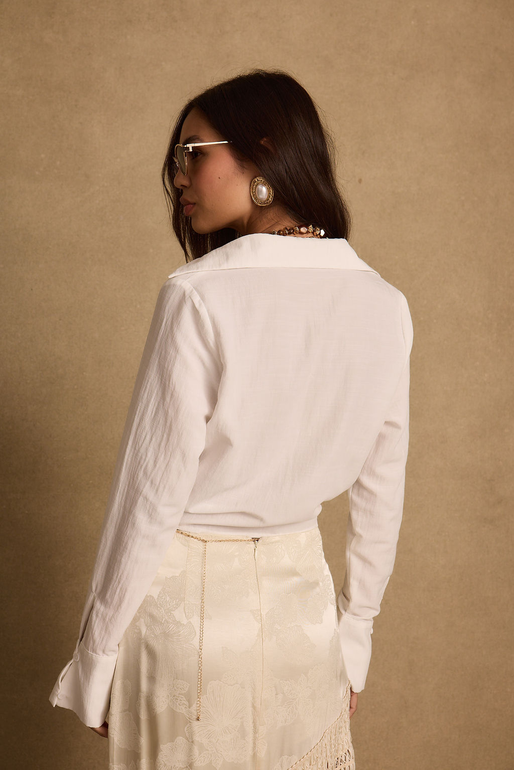 Adriana White Tie Front Top