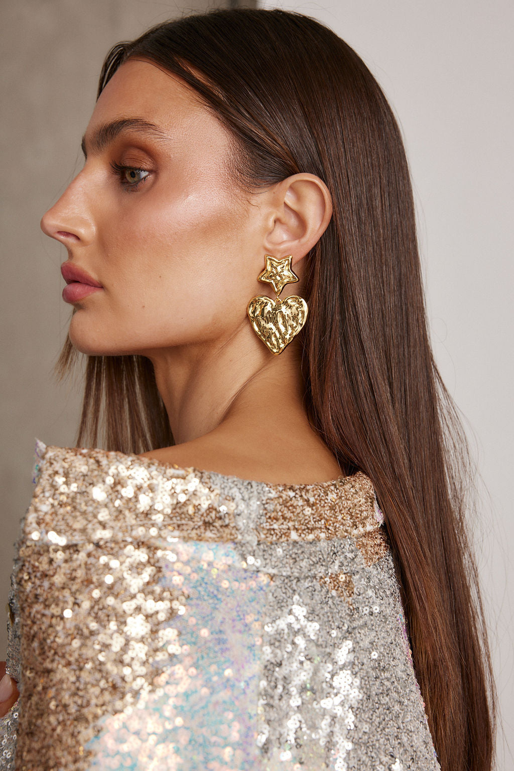 Aiko Gold Heart Earrings
