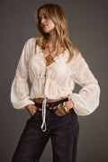 Alba White Chiffon Long Sleeve Blouse
