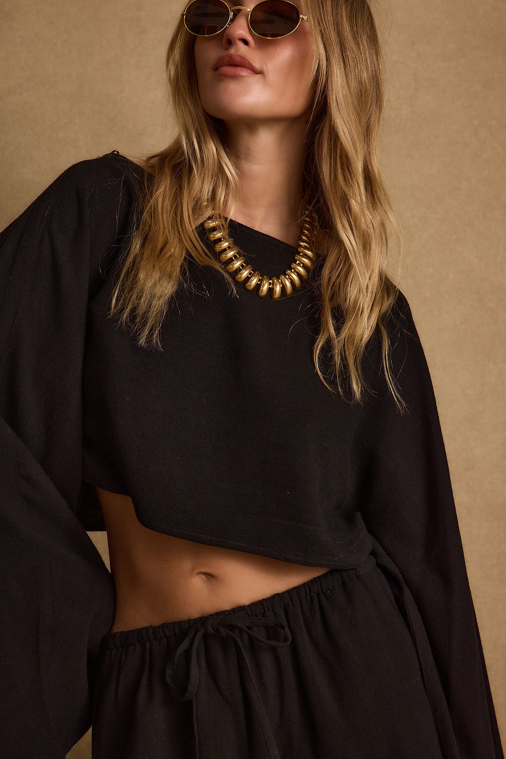 Clear Breeze Black Linen Top