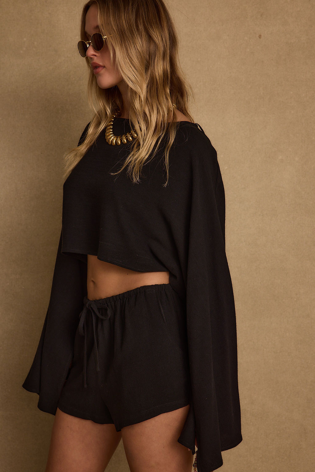 Clear Breeze Black Linen Top