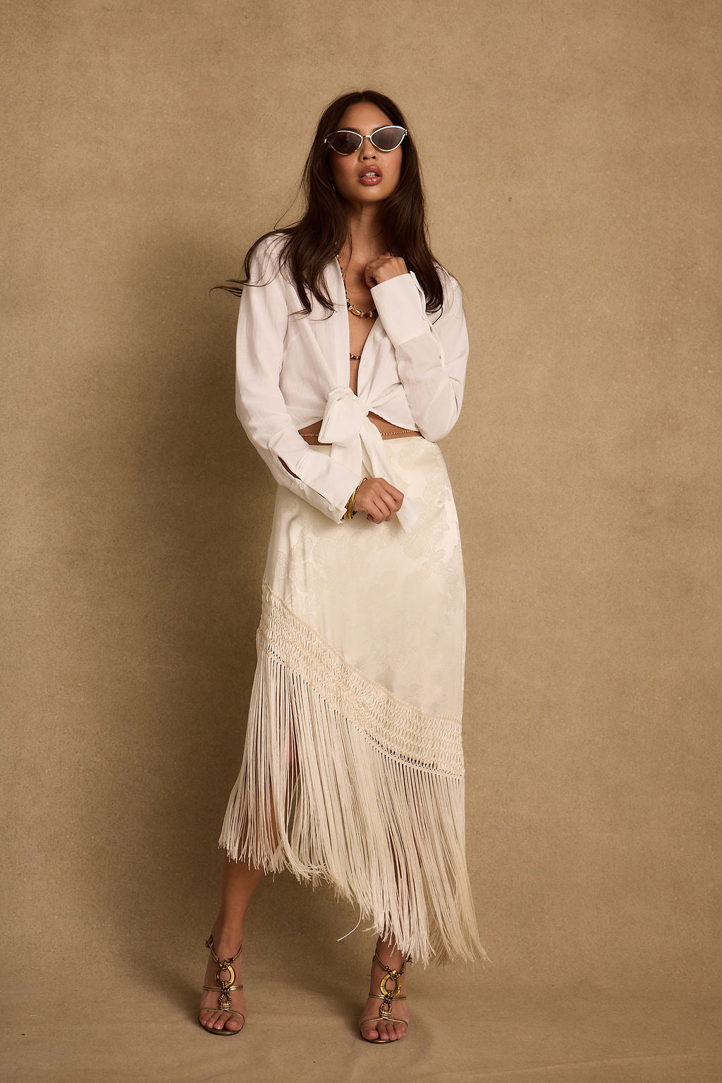 Adriana White Tie Front Top