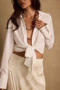 Adriana White Tie Front Top
