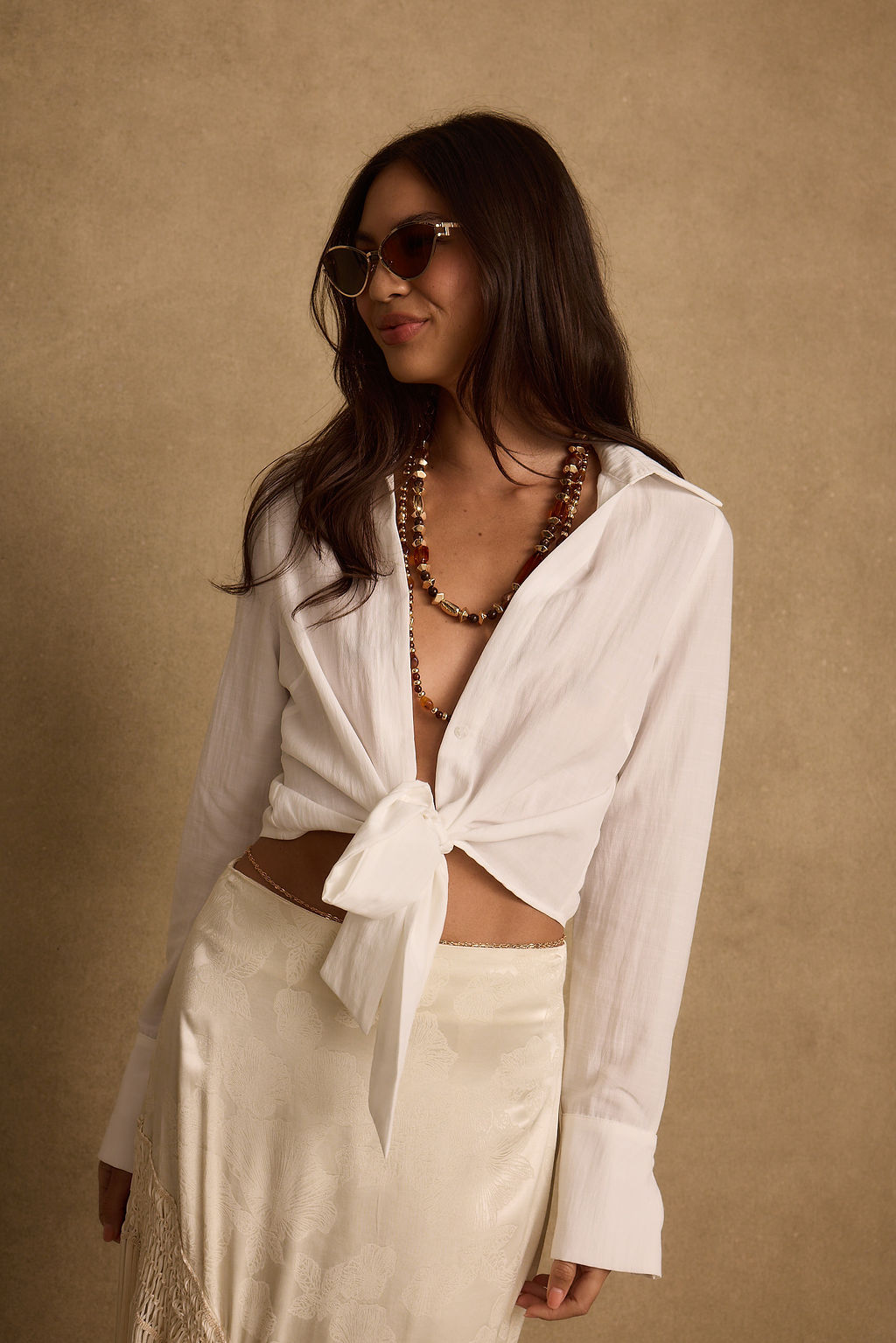 Adriana White Tie Front Top