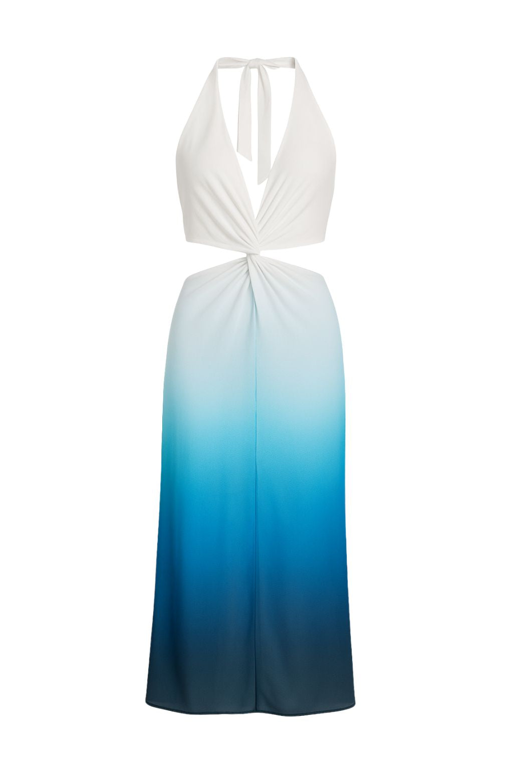 Lapis Blue Ombre Halter Maxi Dress