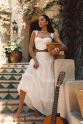 Liana White Low Rise Maxi Skirt