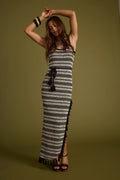 Mezza Black and White Crochet Maxi Dress