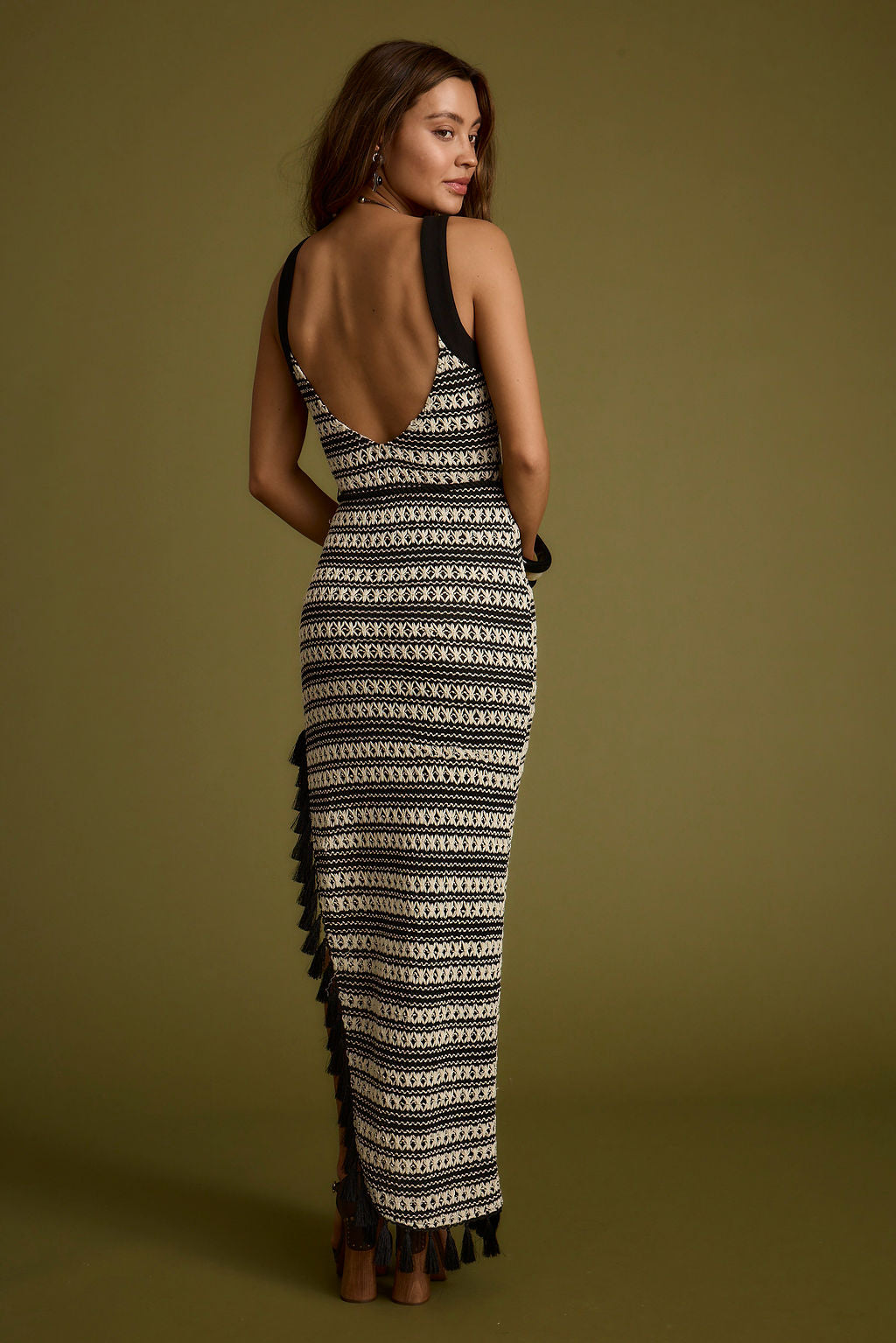 Mezza Black and White Crochet Maxi Dress