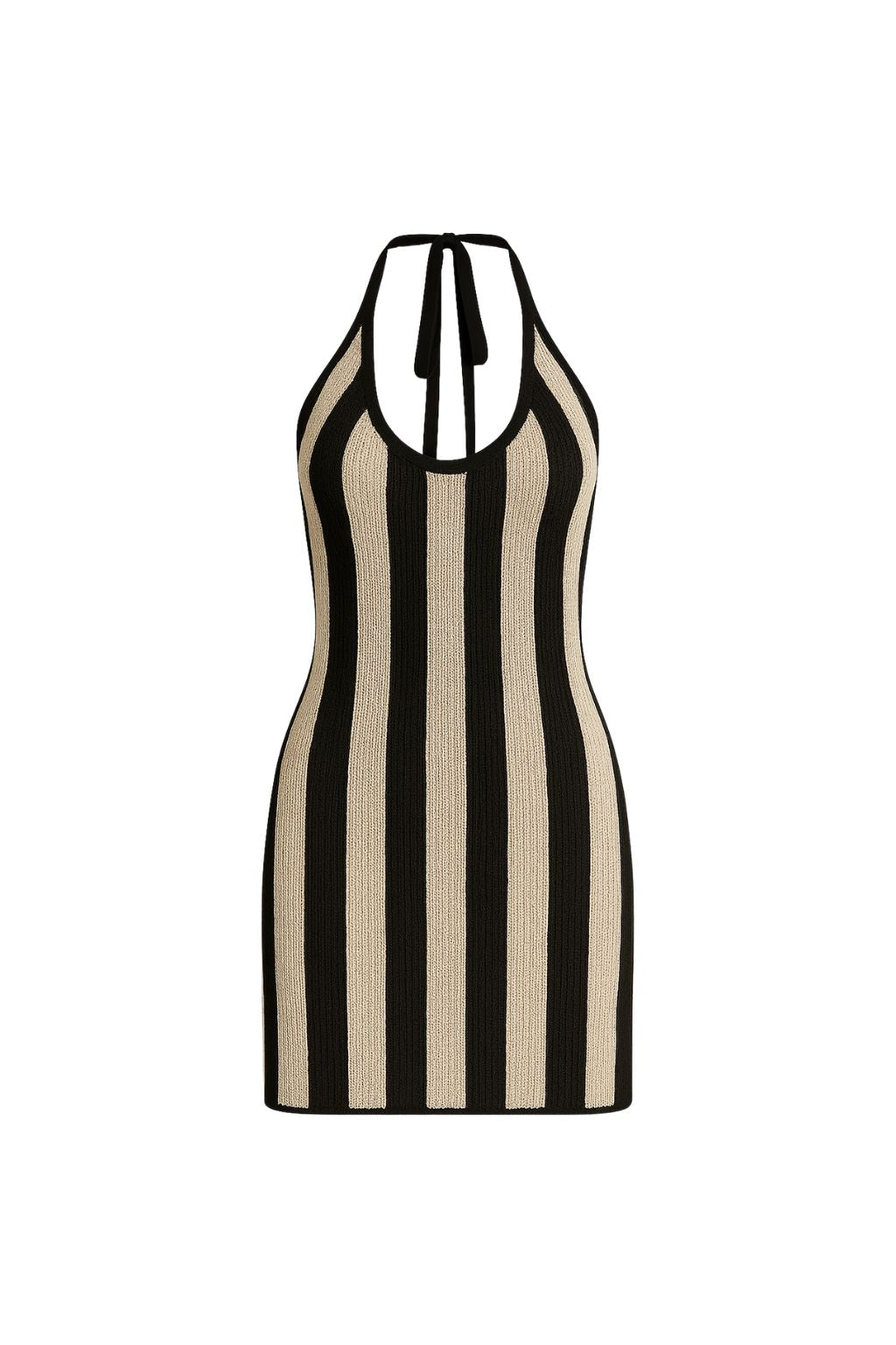 Risa Black Striped Knit Mini Dress