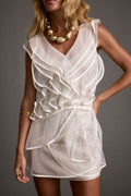 Tilly White Tulle Ruffle Mini Dress